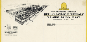 710840 Briefhoofd van een vel onbeschreven briefpapier van Het Hollandsche Bijenpark, v/h L. Augs. Bruyn Jr. & Co., ...